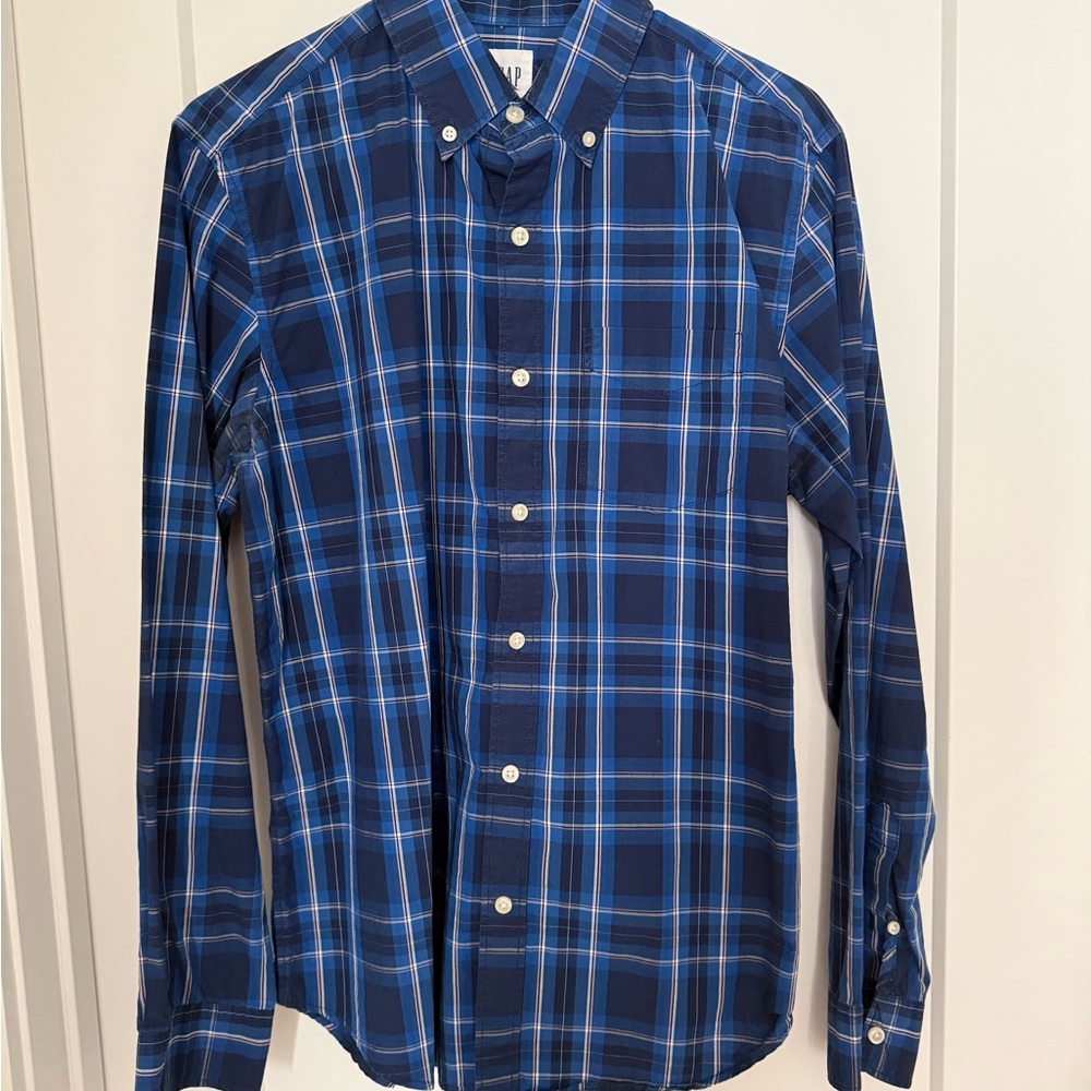 GAP Navy and Light Blue Checkered Shirt